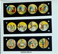 6994eab9-4131-48e2-87bc-b2a1f8ce2ef0.jpeg; S2025-0014; Set van 12 toverlantaarnplaatjes met doos; Toverlantaarnplaatjes